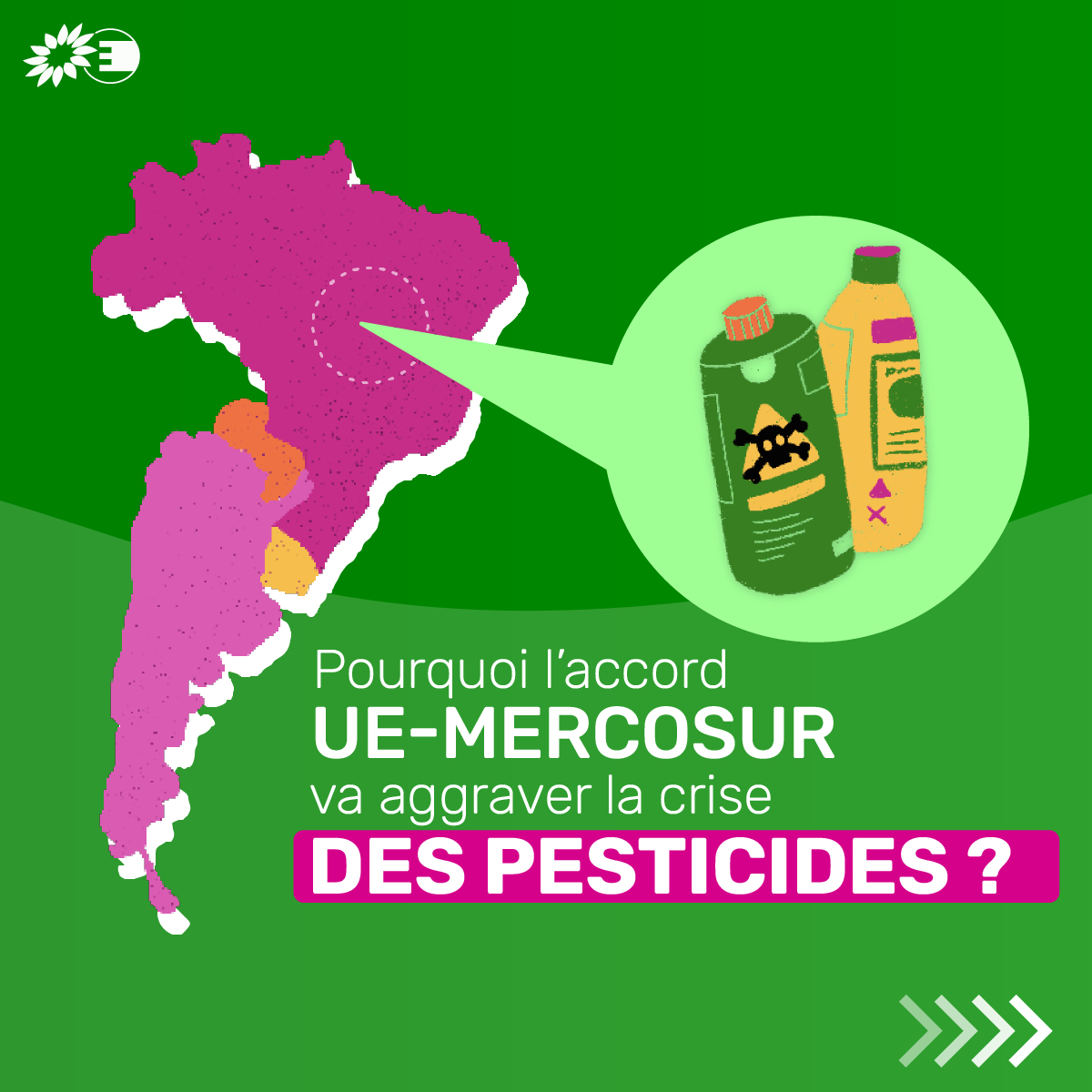 gruffat_claude's tweet image. Les pesticides empoisonnent l&apos;Europe et les pays auxquels elle en vend, dont le Mercosur.
🚨 Il y a urgence à mettre fin à ce commerce toxique !
✊ Interdisons les exportations de pesticides dont l&apos;usage est banni dans l&apos;UE !
#StopUEMercosur 
Semaine @Alter_Pesticide #SPAP🌻