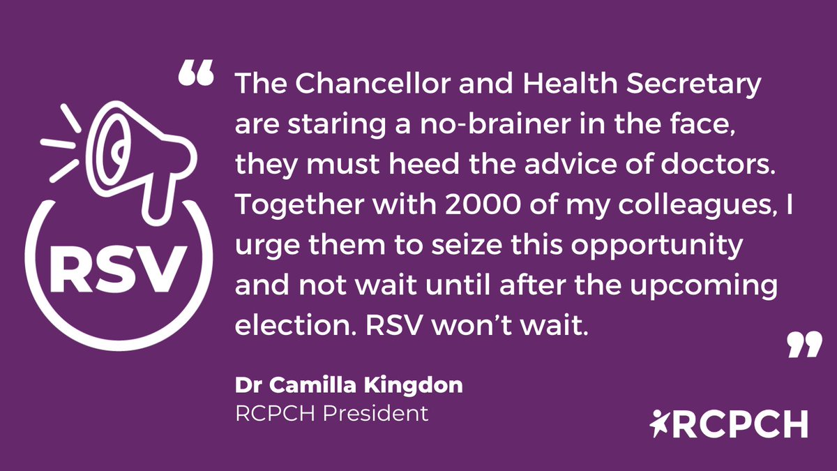 📢Over 2,000 paediatricians and health professionals have called on the Government to roll out an RSV vaccination programme.

It's time for the Government to act to protect children's health and the NHS ahead of next winter: rcpch.ac.uk/news-events/ne… <a href="/asthmalunguk/">Asthma + Lung UK</a>