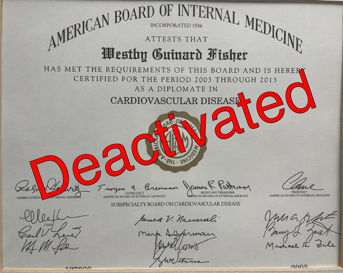 I just deactivated by 'voluntary' expired 10-yr cardiovascular board certificate to avoid ongoing fees of $220 per year (with $40 late fees) annually since 2022 from @ABIMCert. That's the tweet.