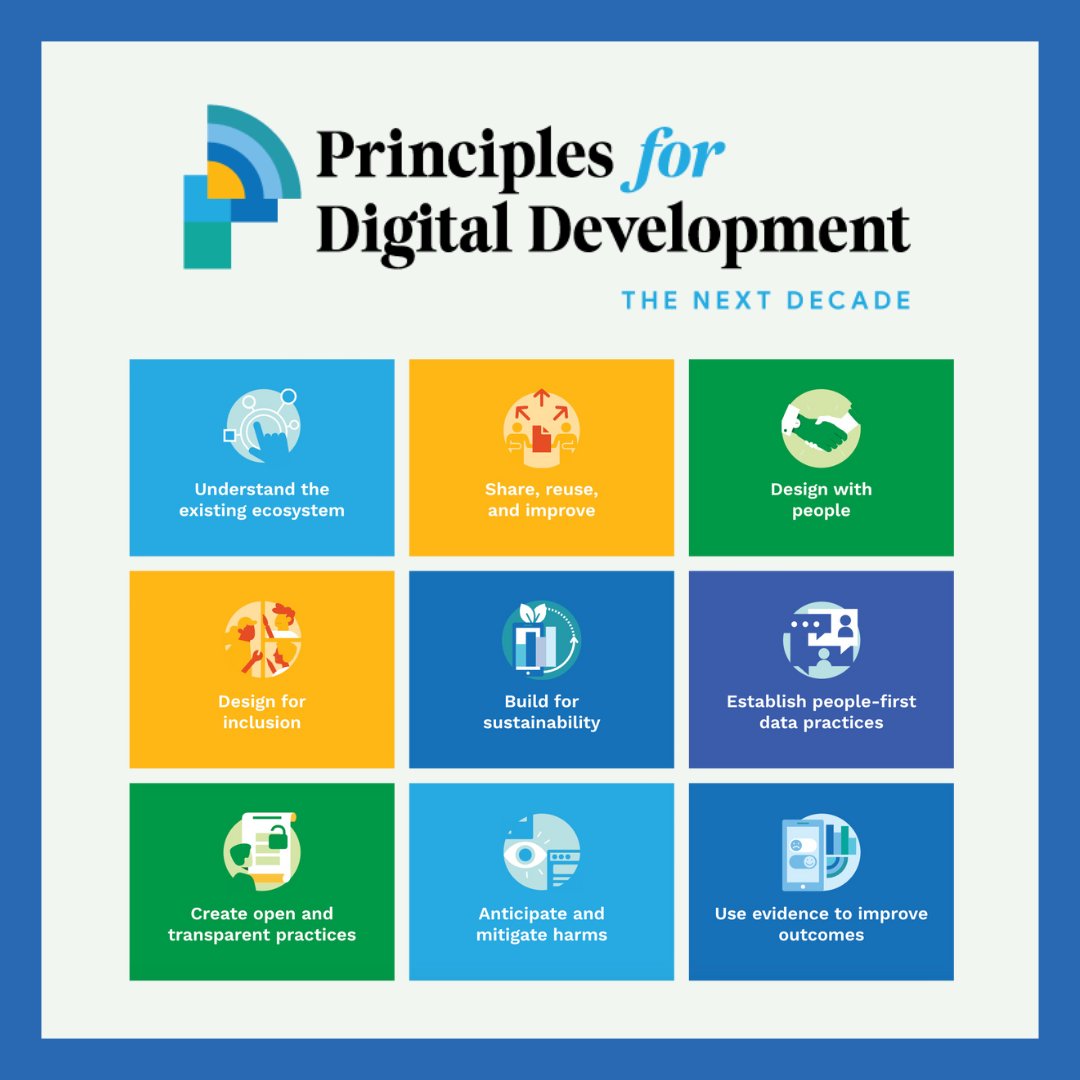 Celebrating 10 years of the Principles for Digital Development, the Digital Impact Alliance unveils refreshed #DigitalPrinciples!

With a people-centered approach to #digital transformation, the principles emphasize #inclusion, #trust & #dataempowerment ➡️ digitalprinciples.org