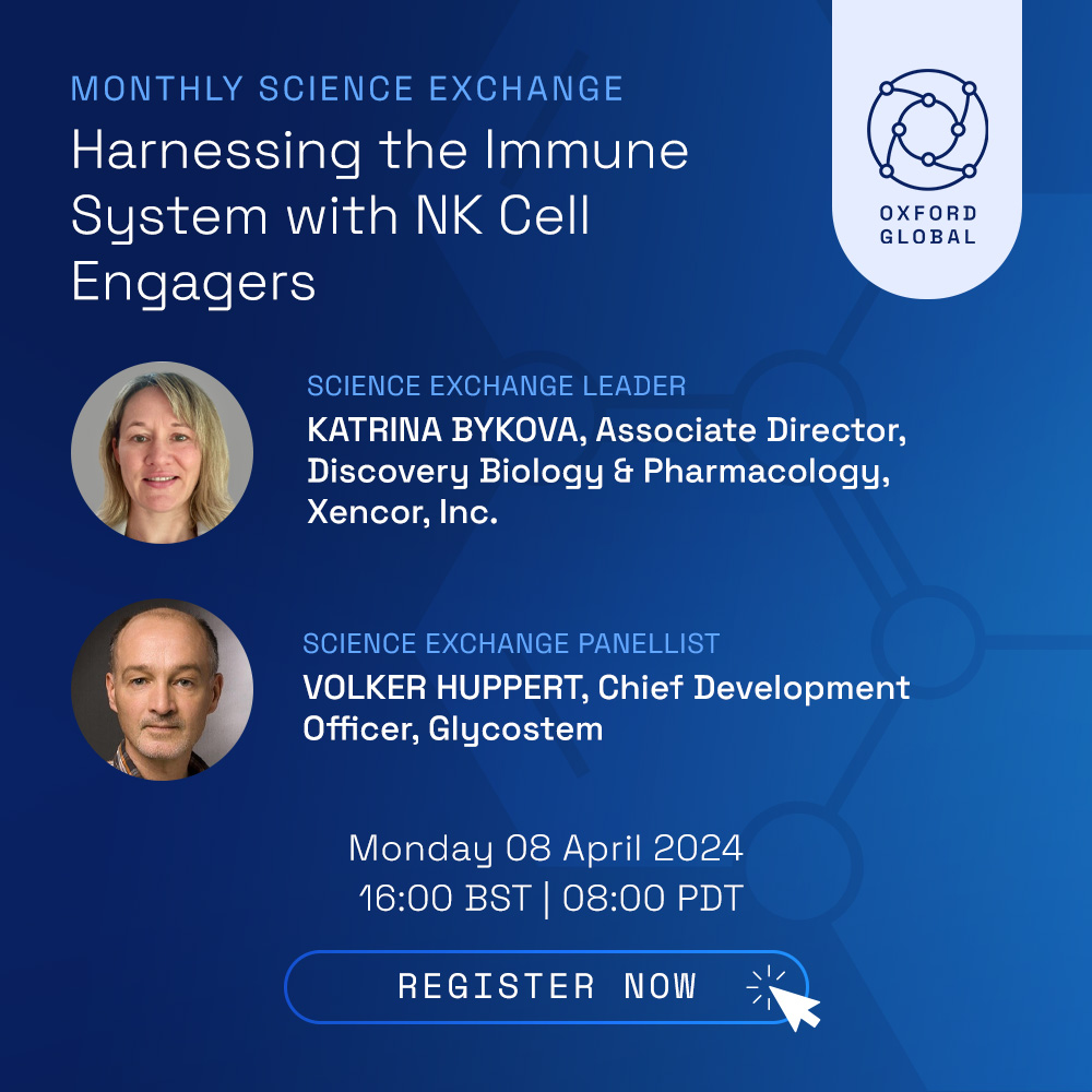 Don't miss our FREE webinar where Katrina Bykova and Volker Huppert will discuss harnessing the immune system with NK cell engagers! 🧬 📆 Monday 8th April 2024 🕓 16:00 BST | 08:00 PDT 🖥️ Register here: hubs.la/Q02pYLVP0 #OGBiologics #NKCell