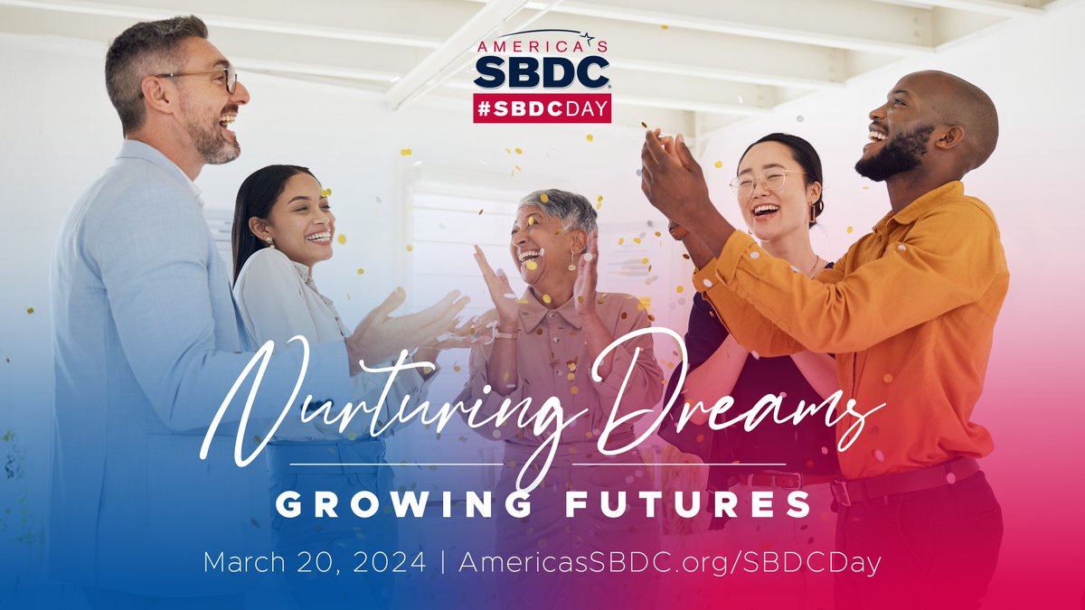 🎉Today's the day! #SBDCDay is a national, collective proclamation of the impact America’s SBDCs have on the success of our nation’s dreamers, innovators, and doers – America’s #smallbusinesses. Learn more about how we are celebrating --> SBDCDay.org🥳