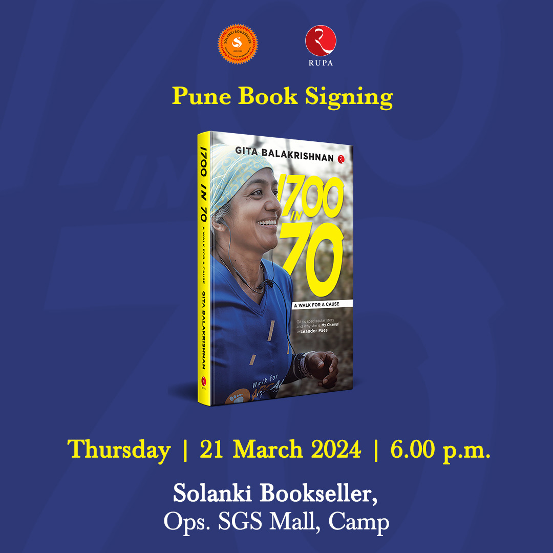 #PuneBookSigning Get a signed copy of @gita_ethos' #1700In70 at Solanki Bookseller.