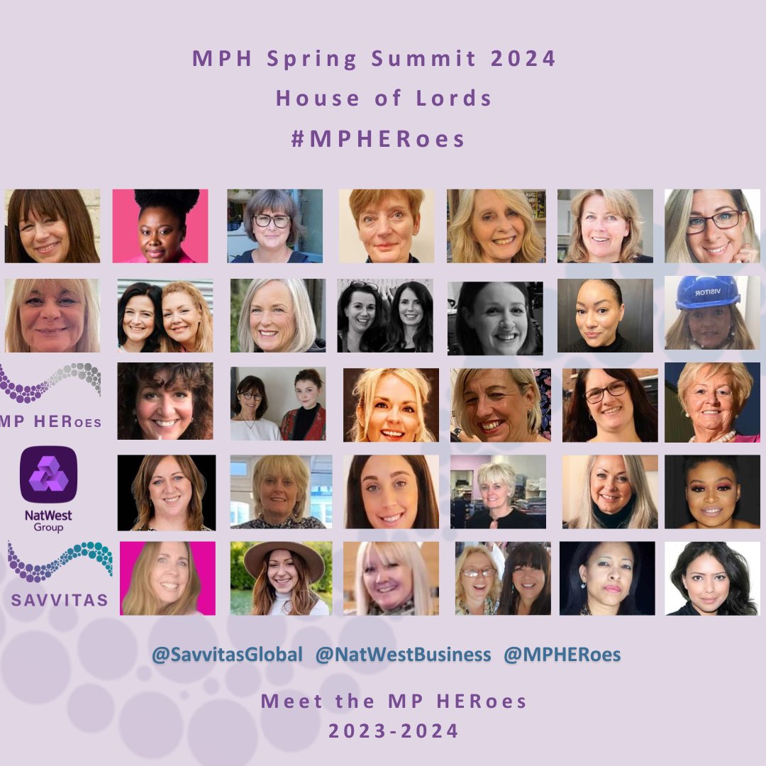 Today's the day! At the #MPHSpringSummit MP HERoes join us at @UKHouseofLords with @merltheearl @HeleneMartinGee @NatWestBusiness to celebrate brilliant British businesswomen championed by their MP @SavvitasGlobal #RoleModels