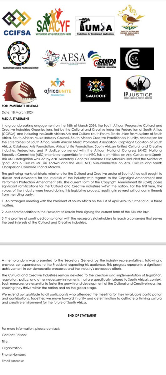 Tzoro1's tweet image. So, u will recall that our @BantuHolomisa wrote an open letter on behalf of creatives @CyrilRamaphosa @PresidencyZA i.r.o creatives re flawed #CopyrightAct &amp;amp; #PerformersRightsAct…now everyone is scurrying wanting to “manage”, “spin” &amp;amp; “confuse” let’s see what happens!!💪🏽🇿🇦