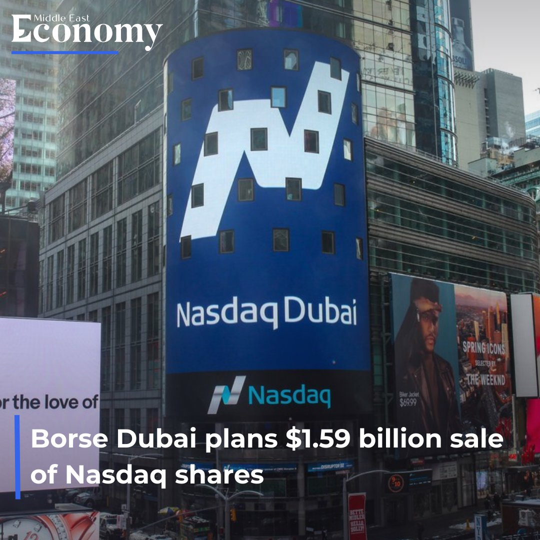 Borse Dubai, the holding company of Dubai Financial Market (DFM), plans to sell approximately one-third of its stake in Nasdaq, the New York-based exchange operator, for $1.59 billion. Read more economymiddleeast.com/news/borse-dub…
#Dubai #FinancialMarket #MarketNews #stockmarkets