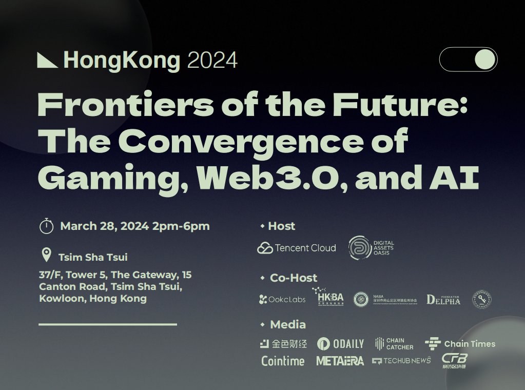 #HongKong 2024 Frontiers of the Future: The Convergence of Gaming, Web3.0 and AI. Congratulations to all the partners of @OOKCLabs participating in this conference @HKBAclub @RAK_DAO