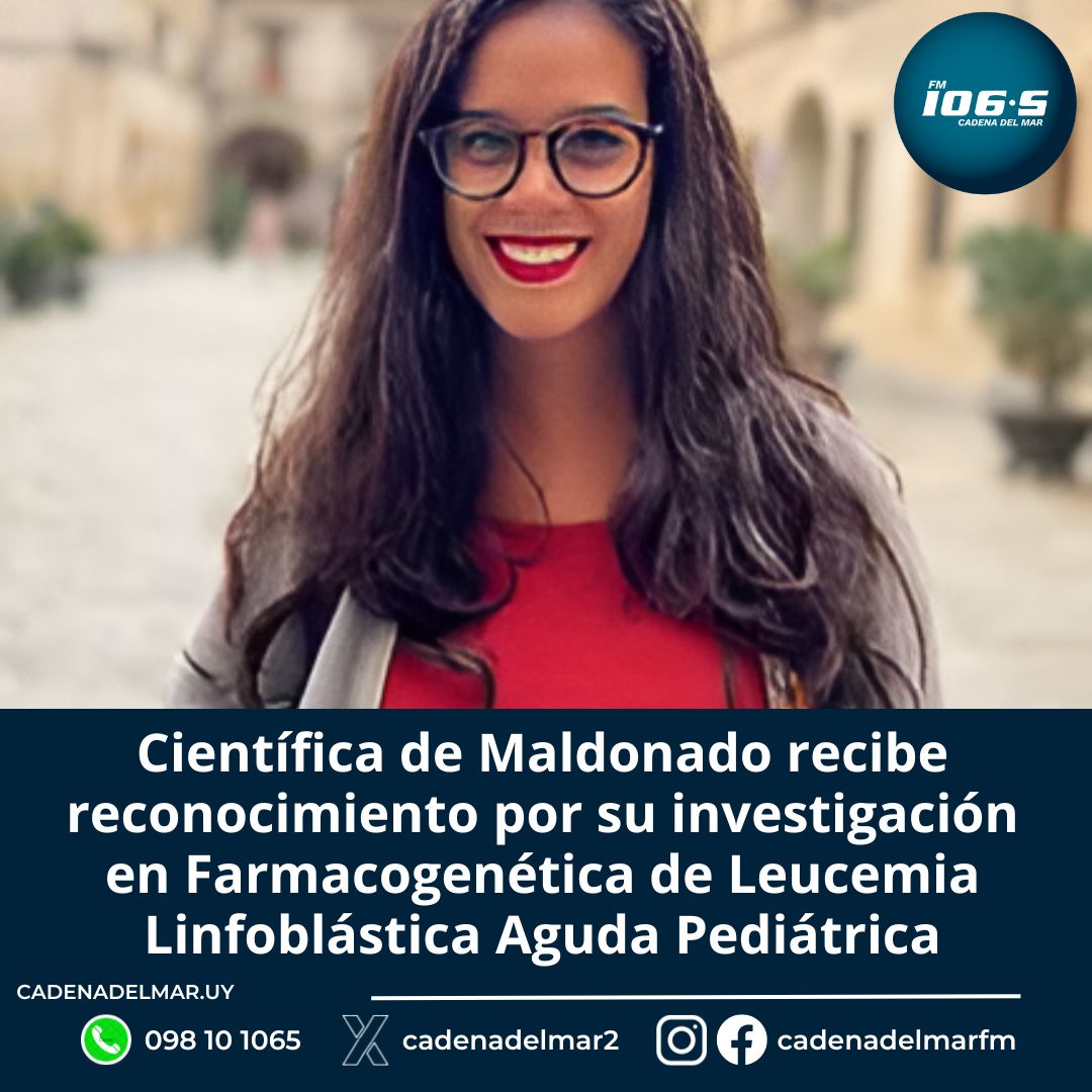 Su investigación, titulada 'Farmacogenética de la Leucemia Linfoblástica Aguda pediátrica en Uruguay: eventos adversos vinculados a fármacos de la fase de inducción', ha sido reconocida como la mejor en su categoría.
📰 cadenadelmar.uy/sociales/cient…