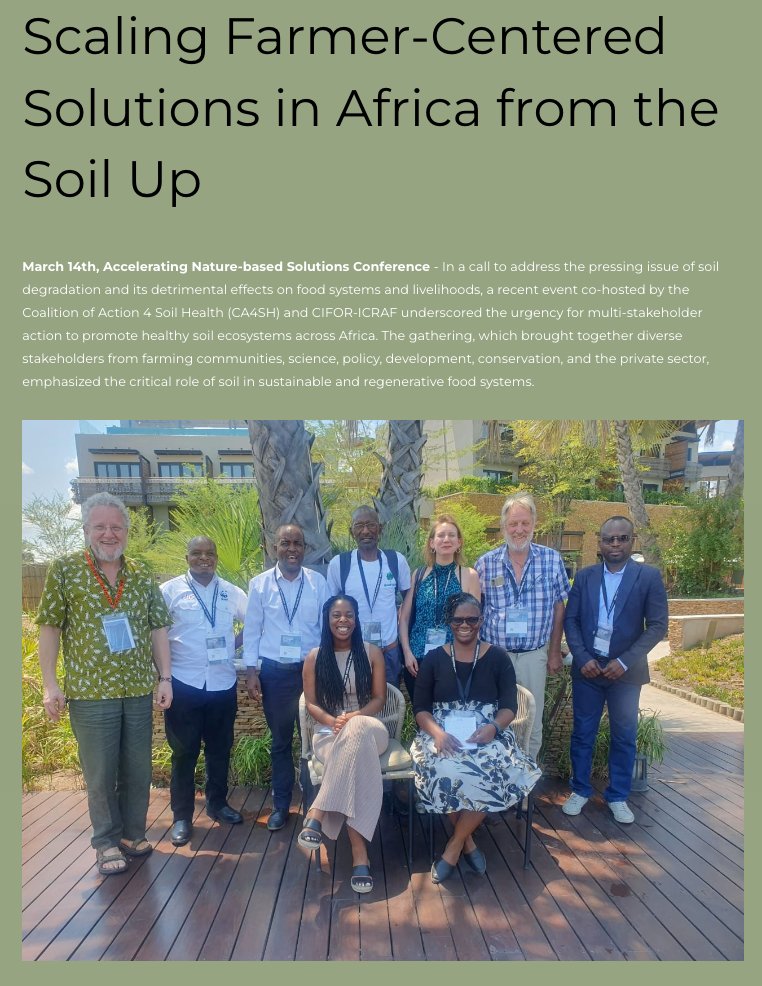 @ca4sh_global news piece is out on Scaling Farmer Centered Solutions from the #soil up #AcceleratingNbSConference

coalitionforsoilhealth.org/news/scaling-f…

@EverGreeningA  @wwfzambia @Solidaridadnetw @GlobalShea @Solidaridad_SAF @SNVworld @SNVZimbabwe @SNV_Zambia  @CIFOR_ICRAF #ActiononSoil