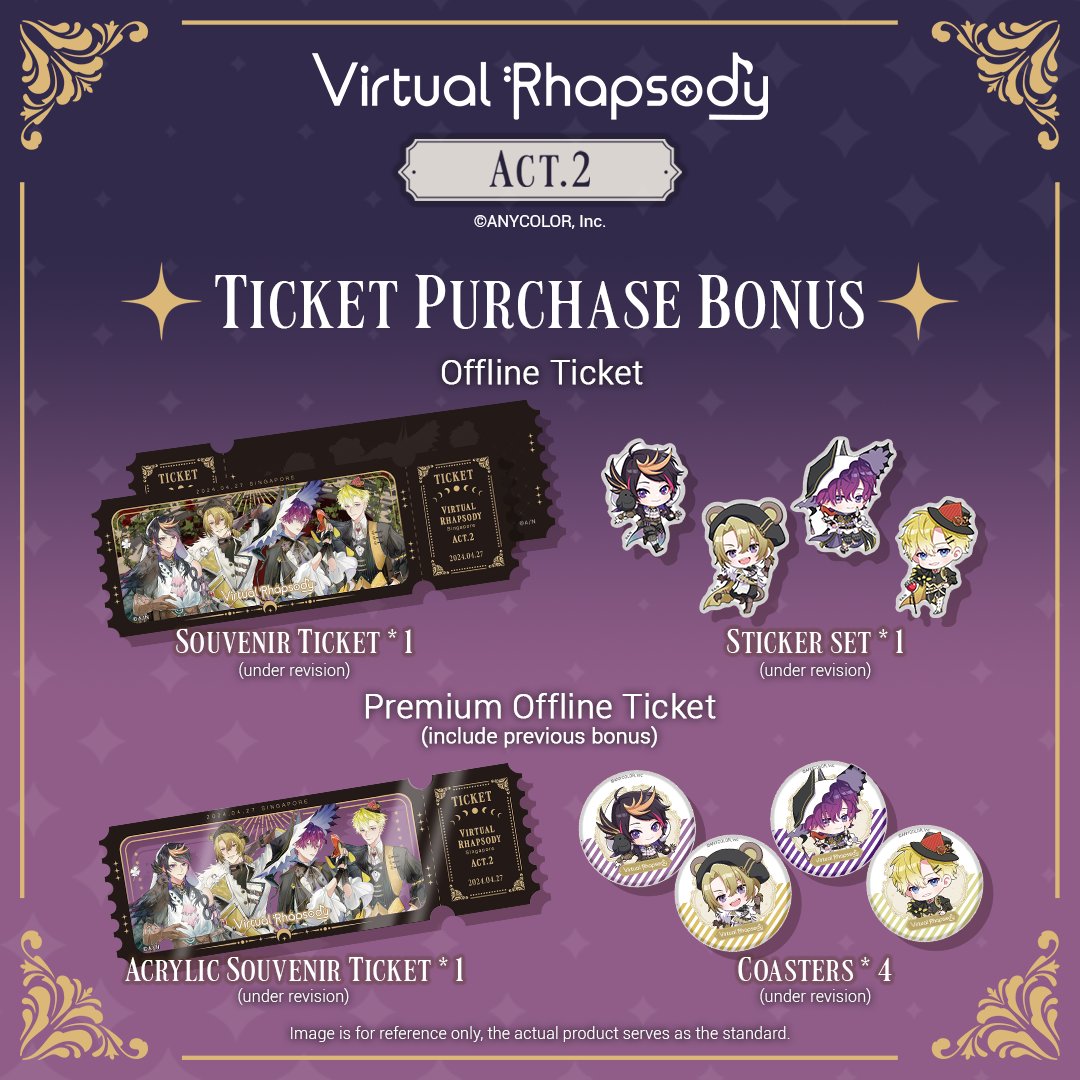 🎶 Dive into the elegance of music with Virtual Rhapsody! 🌟 Grab your Offline Ticket for a chic 'Souvenir Ticket' & 'Sticker Set' that captures the essence of the event. 🎟✨ But why stop there? Premium Offline Ticket holders will be treated to an exquisite 'Acrylic Souvenir…