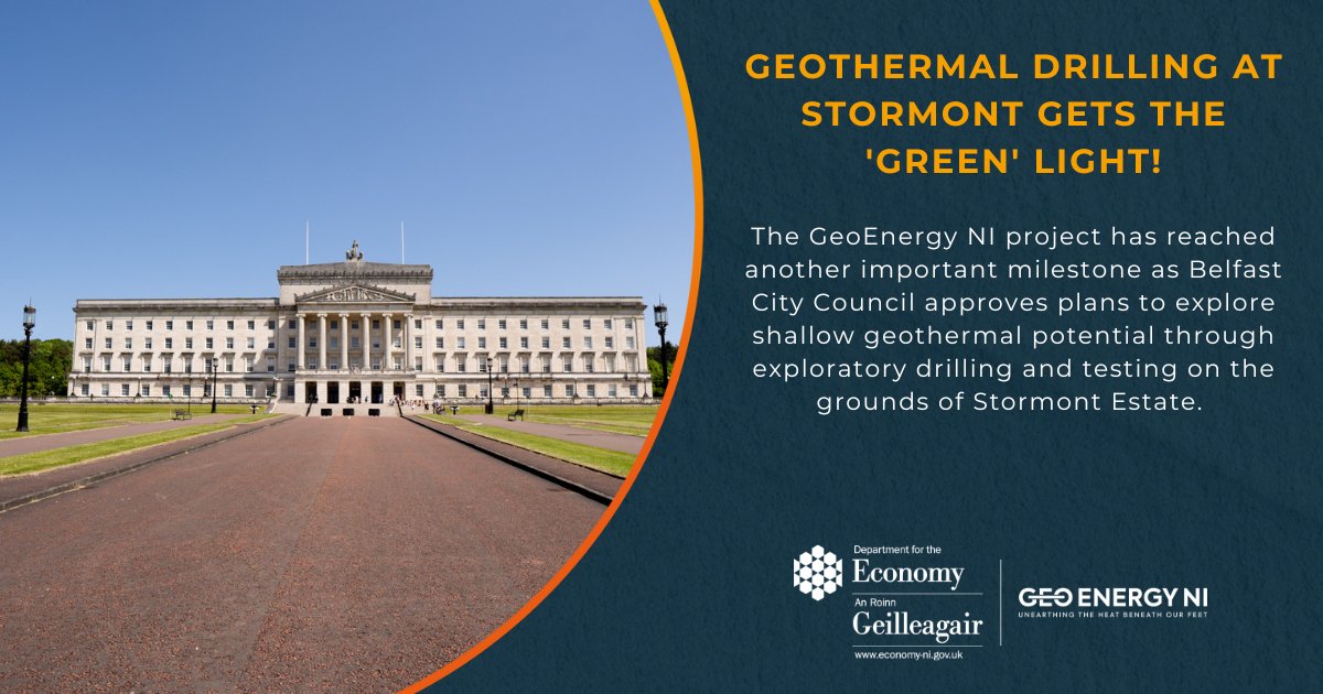 ✅ Geothermal gets the 'green' light! 💡 @belfastcc has approved plans to explore Stormont’s geothermal potential as part of the #GeoEnergyNI project and we look forward to commencing the next phase of the feasibility study on the Stormont Estate shortly! To find out more about