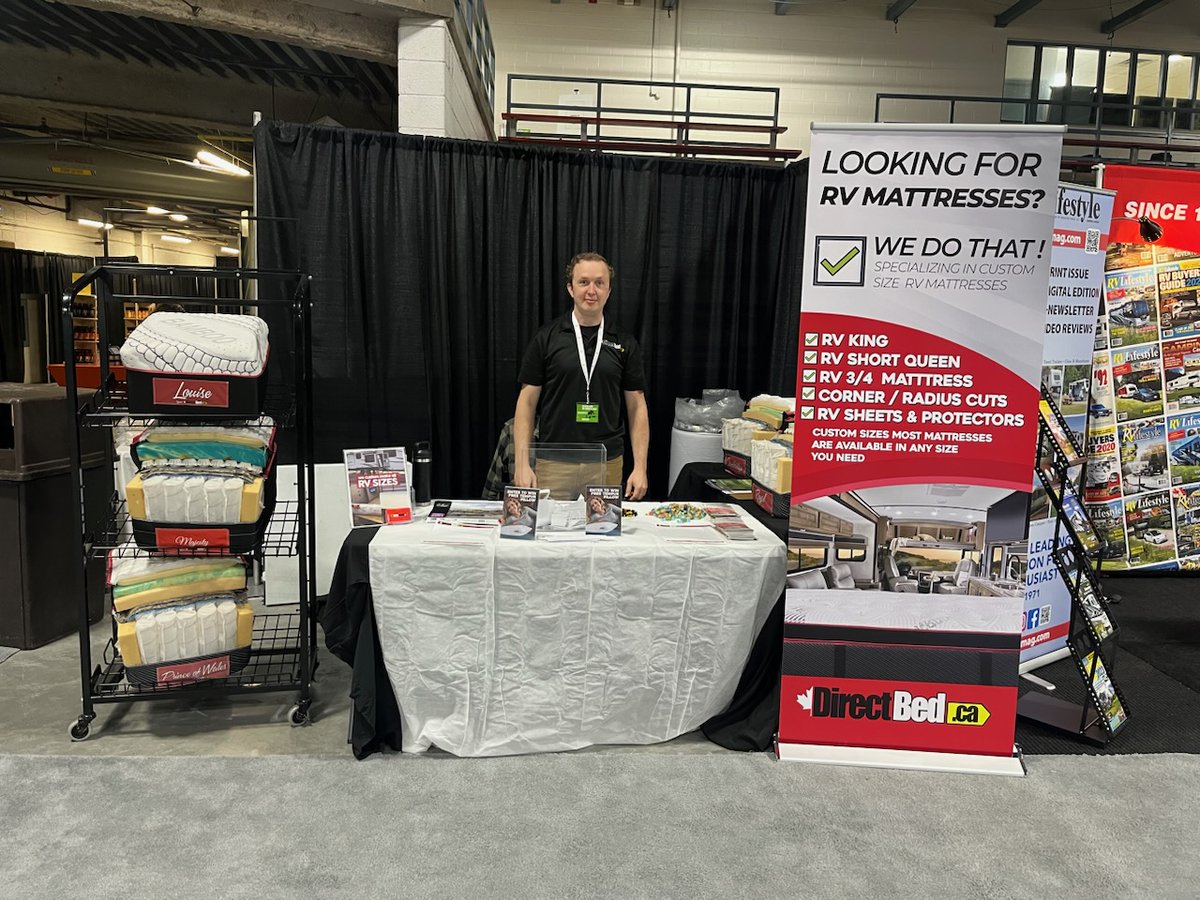 Directbed.ca at the Kitchener camping show this weekend! We have great deals on RV and Custom RV mattresses! #hamiltonbusiness #stcatharinesbusiness #hamilton #stoneycreek #mattressstore #shoplocalbusinesses