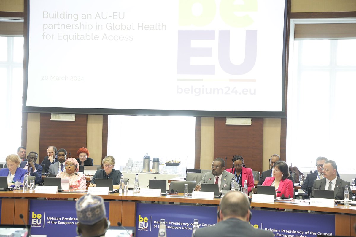 Delighted to be in Brussels for the EU-AU Global Health Partnership meeting. #EU2024BE I emphasized the need for advancing the @AfricaCDC New Public Health Order through concrete actions for equitable access and African health sovereignty.