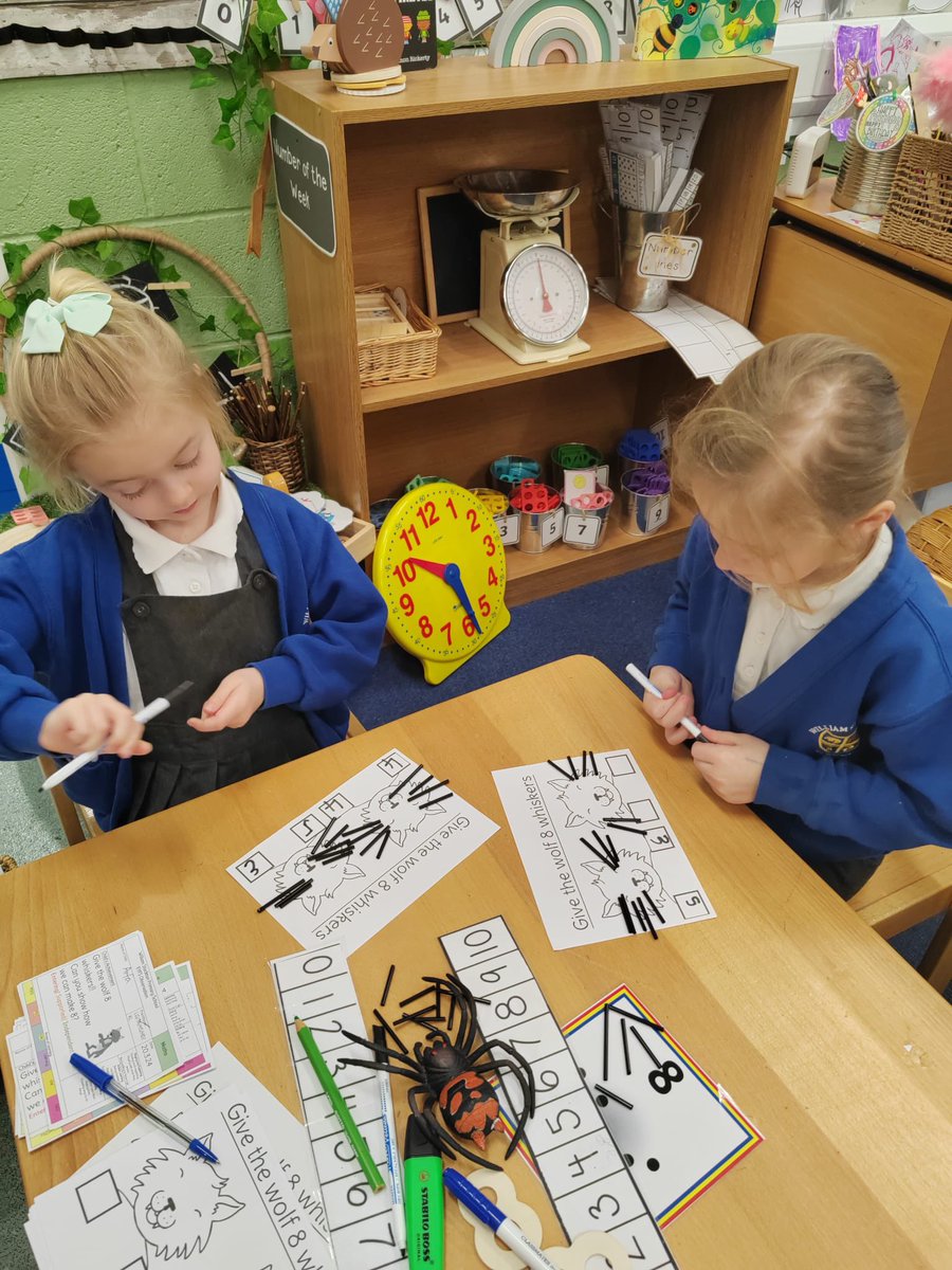 Let’s explore making 8! 
Can you give the wolf 8 whiskers??