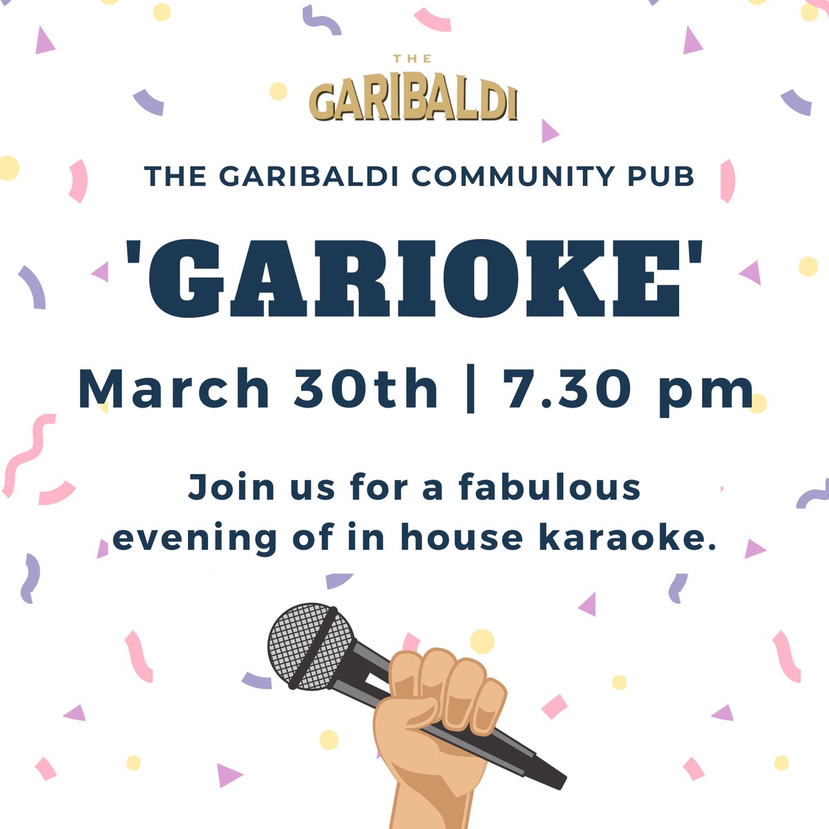 Garioke: 30th March | 7.30pm Join us for a fabulous evening of in house karaoke.