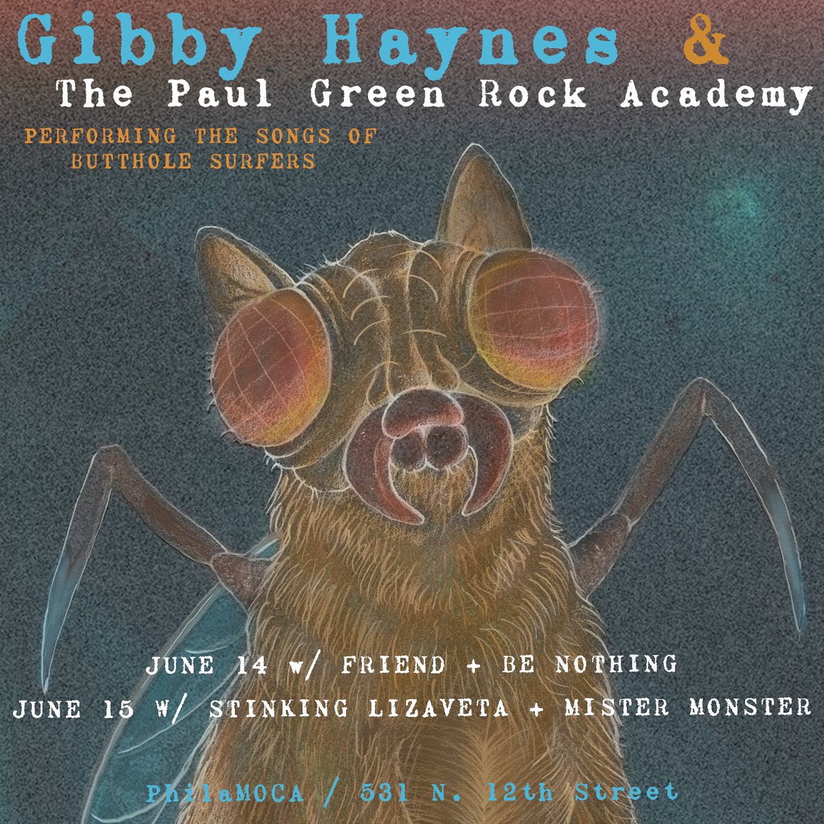 In June we’re hosting two nights with Gibby Haynes and the Paul Green Rock Academy performing a full @buttholesurfers set! Friend and Be Nothing open Friday, June 14, Stinking Lizaveta and Mister Monster open Saturday, June 15. Tickets are on sale now: philamoca.org