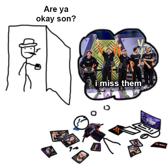 FNATIC's tweet photo. need #VALORANTMasters to end rq so we can see them on the server again 😭 https://t.co/27FJXf4KFB