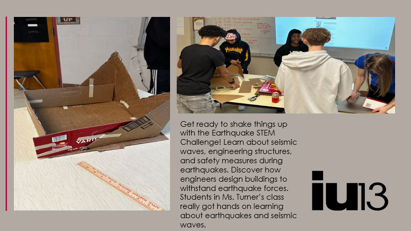 STEMatIU13's tweet photo. Ms. Turner's @iu13 class recently completed an Earthquake STEM challenge. #engagingstudents https://t.co/ByrfT3ItXd