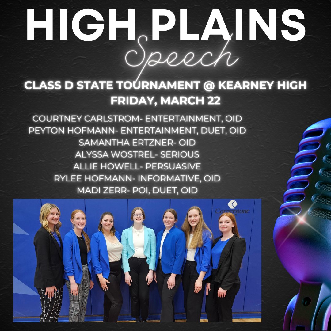 HPCSTORM's tweet photo. Good luck to the #HPCStorm Speech Team as they compete at the Class D State Speech Tournament on Friday at Kearney High! https://t.co/DwUU9U81Uh