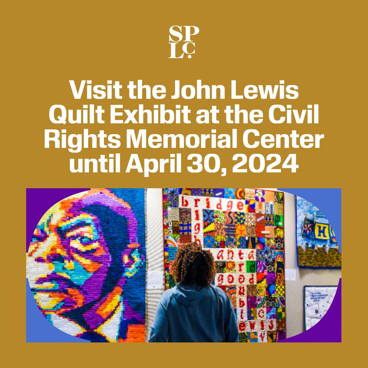 As a #civilrights icon and one of the most unwavering fighters for #racialjustice, John Lewis was a man of action ✊🏾. Next time you're in #Montgomery, see @atlquiltfest's exhibit in honor of Lewis, installed at the SPLC's @CivilRightsCntr until April 30, 2024 ✨. #CRMC