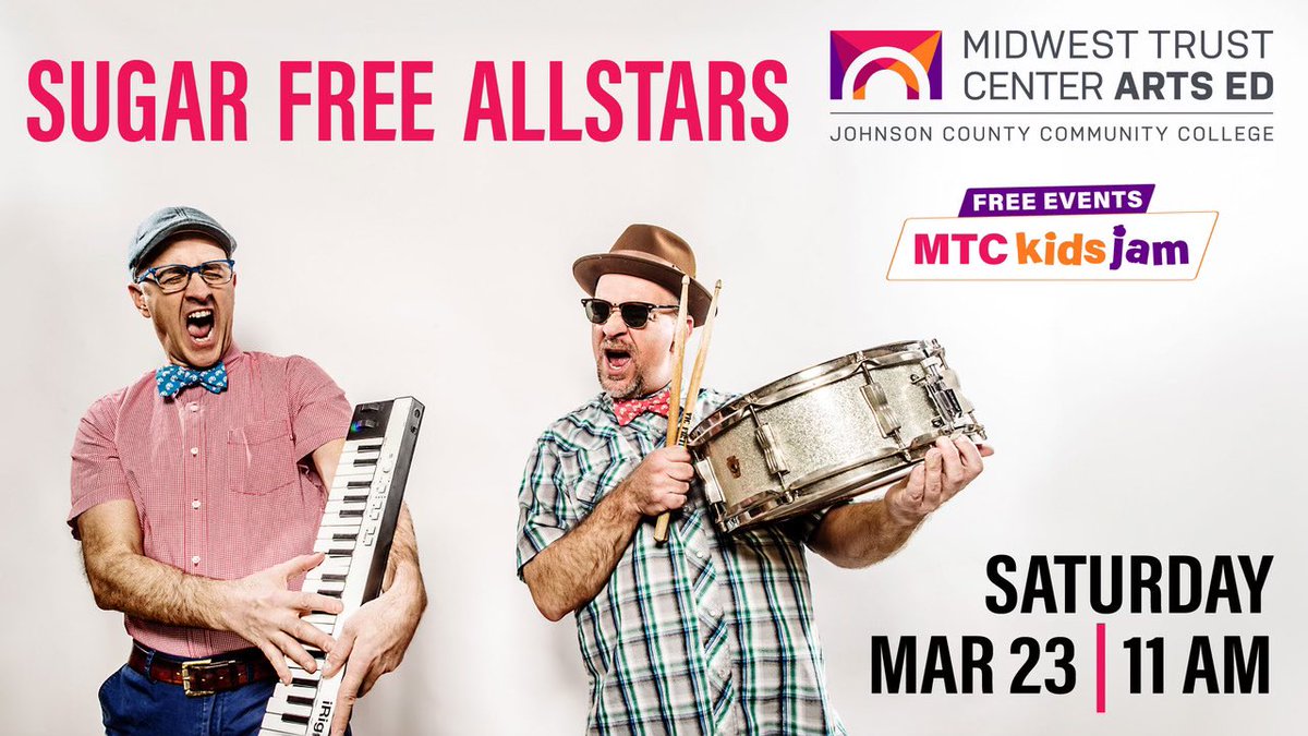 Sugar Free Allstars (@sfas) on Twitter photo Back on the road this weekend!! Headed to Overland Park, KS to play the <a href="/MTC_JCCC/">Midwest Trust Center</a> MTC Kids Jam on Saturday at 11:00a. Been too long since we’ve been in the KCMO area, looking forward to seeing some old friends and making some new ones!! Back on the road this weekend!! Headed to Overland Park, KS to play the <a href="/MTC_JCCC/">Midwest Trust Center</a> MTC Kids Jam on Saturday at 11:00a. Been too long since we’ve been in the KCMO area, looking forward to seeing some old friends and making some new ones!!