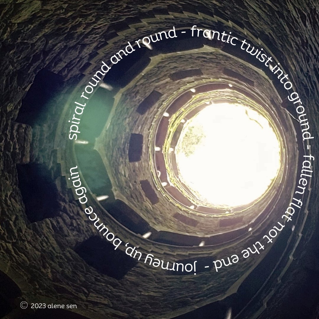 this photo taken from the pit of the #InitiaticWell in #Sintra, #Portugal, made me think of spiraling, an emotion that comes around from time to time. I love how the light overpowers the image #micropoetry #poetry #quintadaregaleira