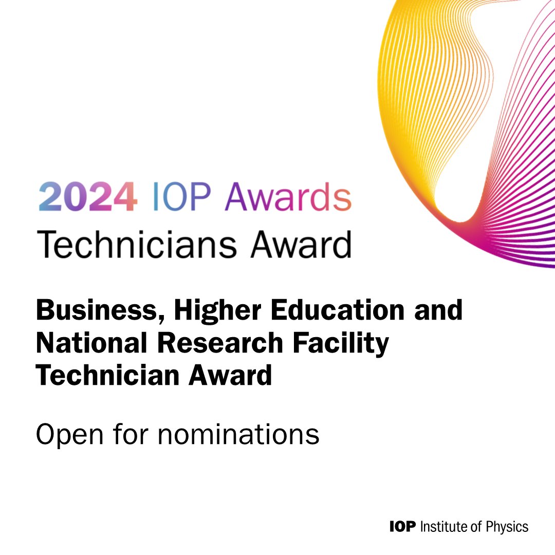 Nominations are now open for the Business, Higher Education and National Research Facility Technician Award. This award celebrates technicians & technical staff working in a diverse range of organisations across the UK and Ireland: iop.awardsplatform.com