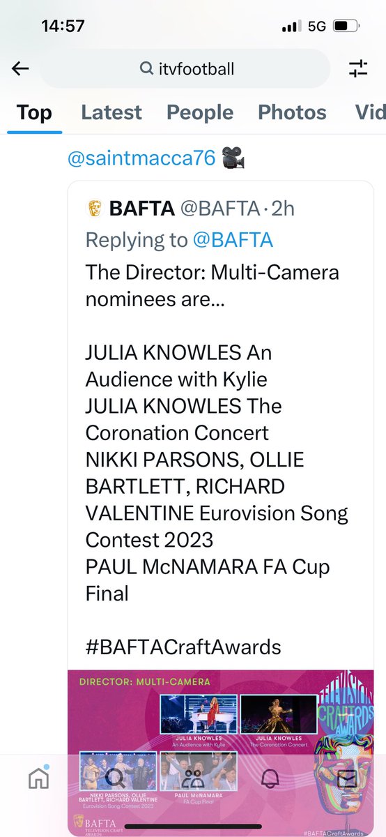 A great honour to be nominated and represent a wonderful crew and production team