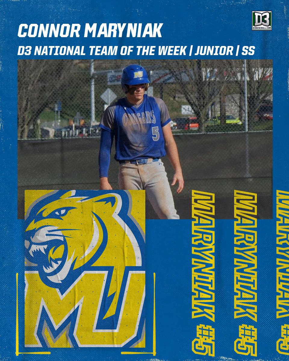 | D3baseball.com Team of the Week | Joe Comins and Connor Maryniak were named to the D3 Baseball National Team of the week. @d3baseball #ALL9