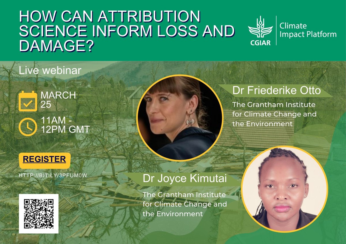 📢 Webinar Join Dr @FrediOtto & Dr @KimtaiJoy to explore how attribution science can inform loss and damage connected to #ClimateChange 🌍 📅 25 March 11am ✍️ ow.ly/B7H050QQZJi