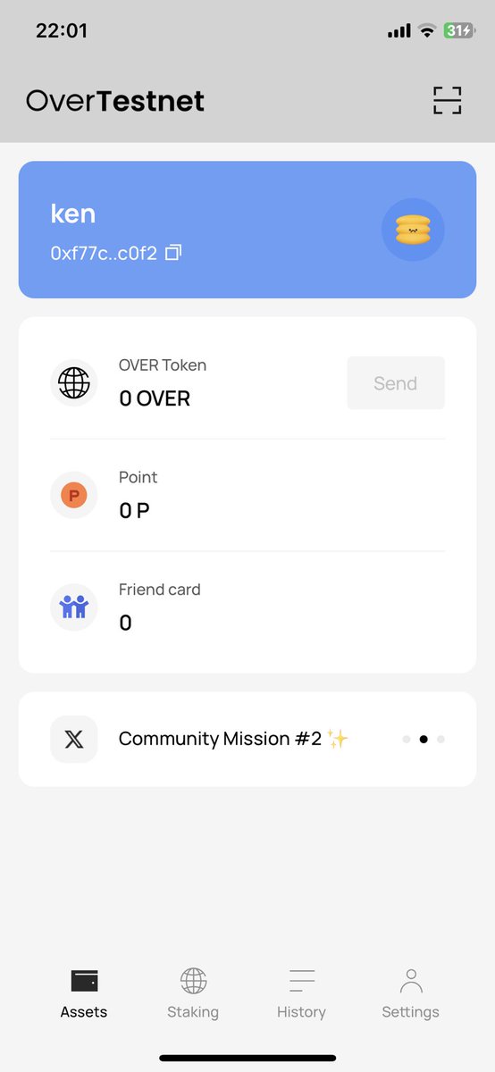 Ví mới tạo cả nhà cho mình xin ít token để tt  với ạ. $over #over #OverWallet 

0xf77cD80BA72131e9385508d48D034F52A357c0f2