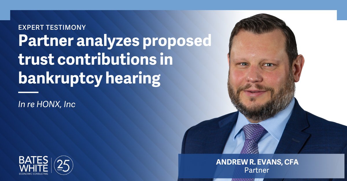 Partner Andrew Evans testified in the bankruptcy confirmation hearing In re HONX, Inc., about asbestos-related settlement and Trust Distribution Procedures. HONX’s lead litigation counsel called Mr. Evans “the star witness in this proceeding.” Learn more: ow.ly/Kbuv50QVSv6