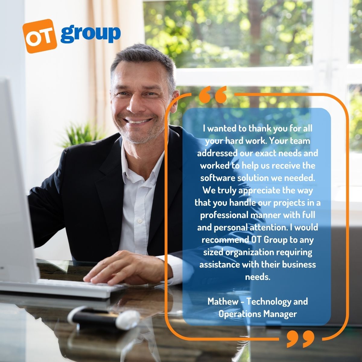 OT_Group's tweet photo. We love celebrating our amazing clients!
Their success stories &amp; testimonials inspire us.

➡️ Read what they have to say &amp; see how OT Group can help your business: [https://t.co/2vGyMePLNl]

#OfficeTech #TechnologySpecialists https://t.co/gG4D29GTpQ