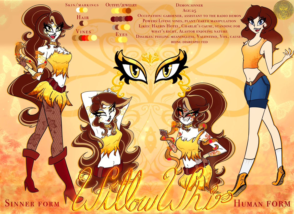 Channy814's tweet photo. I see some friends are doing redesigns so I’m curious!

Redesign Willow I wanna see what y’all do for the fun of it 

#HazbinHotelOC #redesignoc https://t.co/FKSACF90Q8