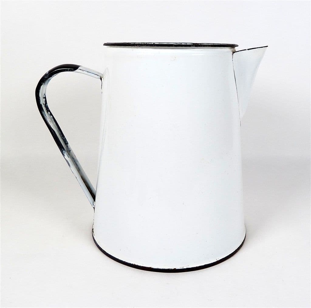 #VintageKitchen #Enamel White & Black #Jug 1930s Home Flowers Display Vase Enamelware retonthenet.co.uk/vintage-kitche…