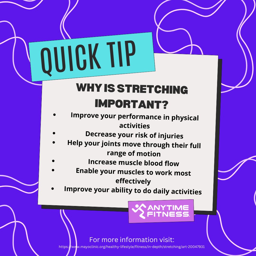AFSkokie's tweet photo. You need to STRETCH!!! #AFskokie #anytimefitness #gym #fitness https://t.co/y8byl2WXkA