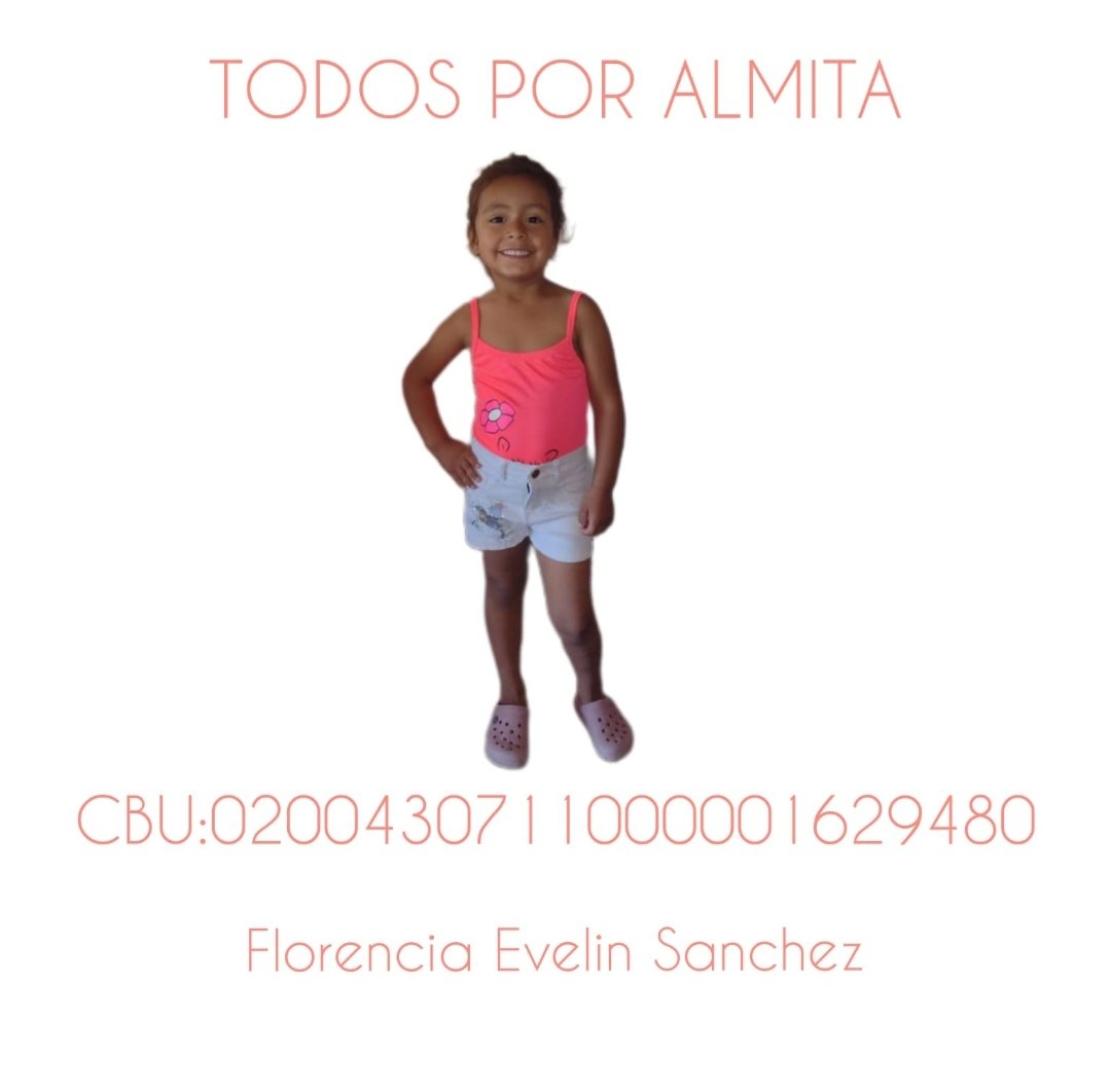 Almita fue diagnosticada de Leucemia. Ayudemos a su mami a solventar los gigantes gastos!🙏💛 Vamos Almita🩷