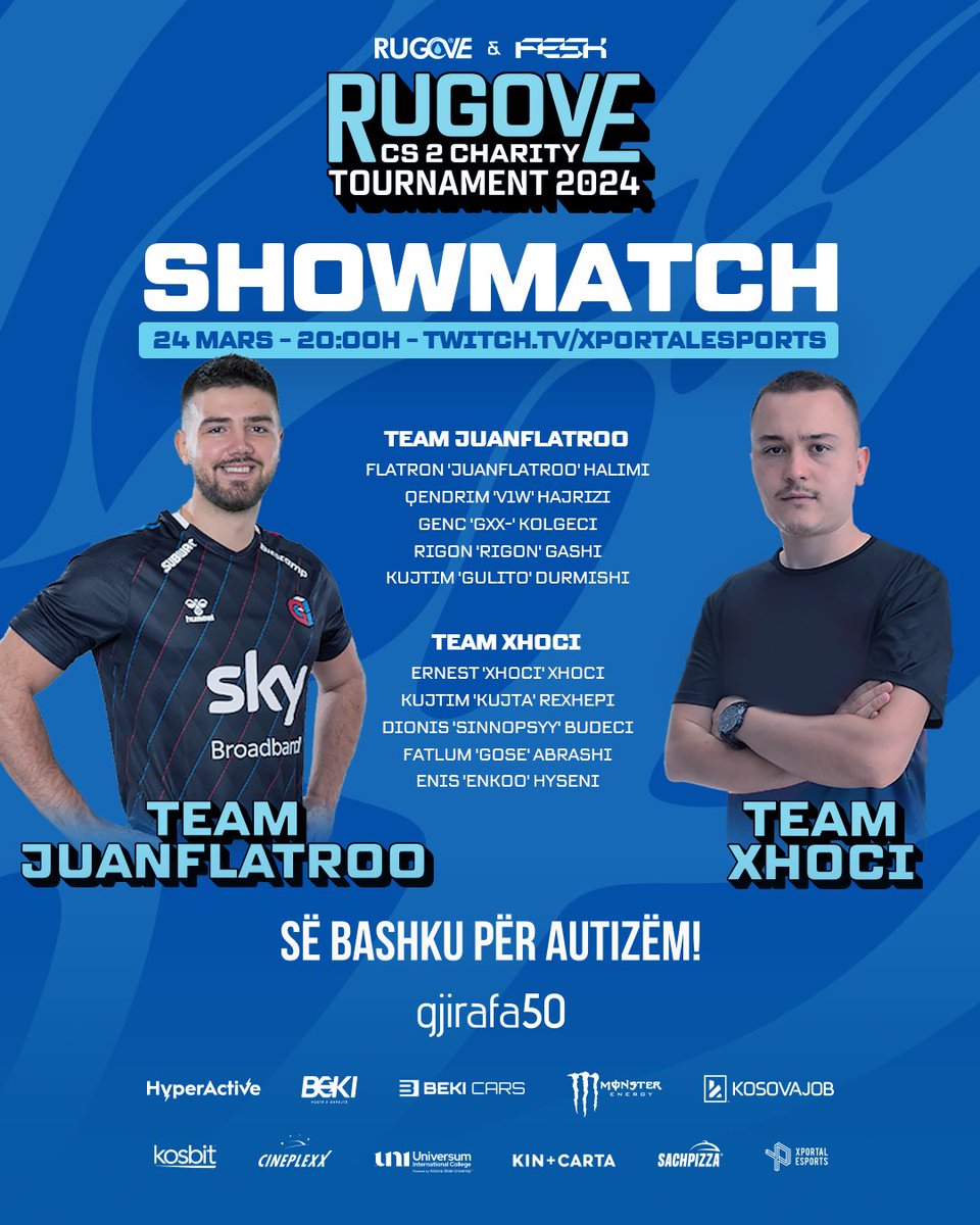 A jeni gati për një përballje titanike? ⚡

Legjendat e Counter-Strike bëhen bashkë: Ekipi Juanflatroo vs Ekipi Xhoci! 🔥

Mos humbisni showdown-in epik të vitit! 

💻Na ndiqni live prej ores 20:00h vetëm në twitch.tv/xportalesports
24.03.2024 Mars!