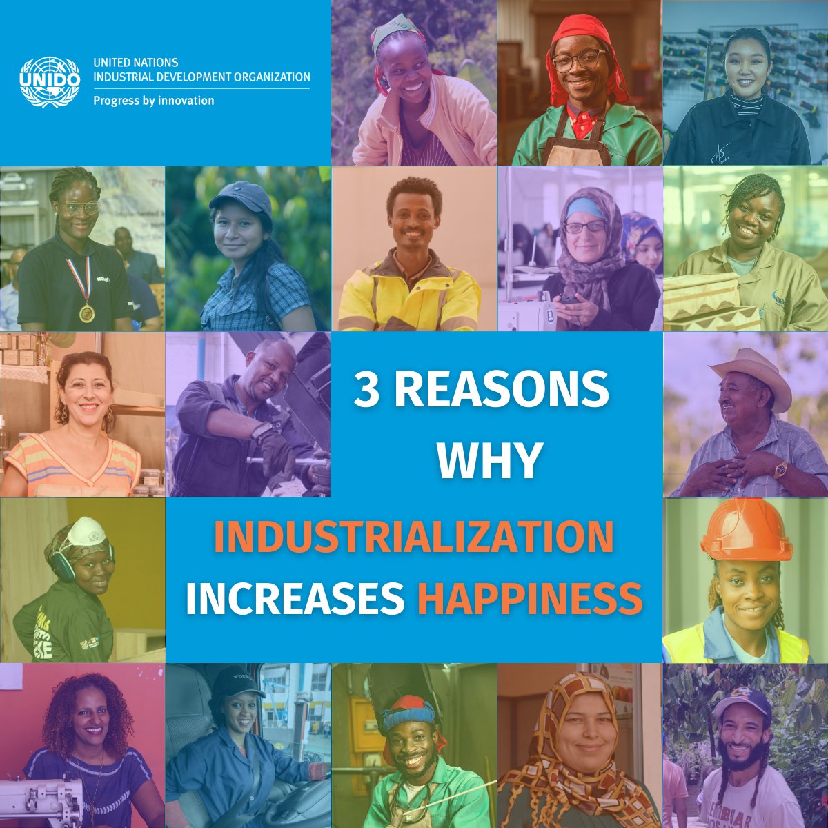 UNIDO's tweet photo. On this #HappinessDay, let’s highlight industrialization as a cornerstone of human progress. By fostering innovation, promoting education, &amp; creating opportunities, we can unlock the potential of industrial development and pave the way for a happier future for generations to come https://t.co/w3fHi4DJII
