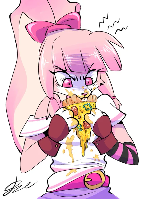Umeko is so bad at eating pizza that Leo makes fun of him every time. 