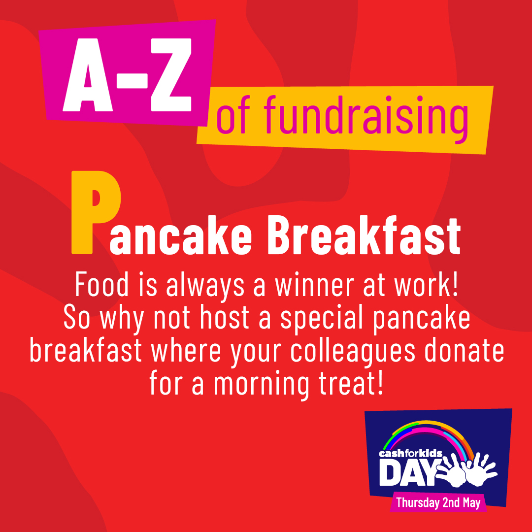 P on our A to Z of Fundraising gives you the chance to look after you & your mates with some self-care and to treat your friends at work... 🧖‍♀️ 🥞 Don't forget to get your full pack of ideas on our website by clicking the 'Start Fundraising' button.