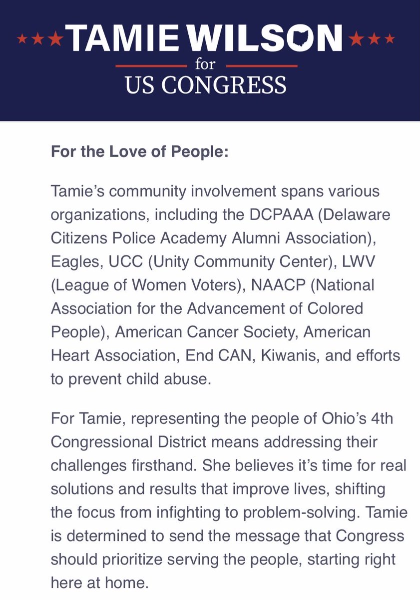 @DonLawr86874954 What a step up #TamieWilson would be! Instead of criminal Jim Jordan--a man w/ zero experience & a record of child abuse negligence who's decimated our state's budget & ruined education. We could have a woman who actually cares & knows how to put words into action! #VoteSmartOhio