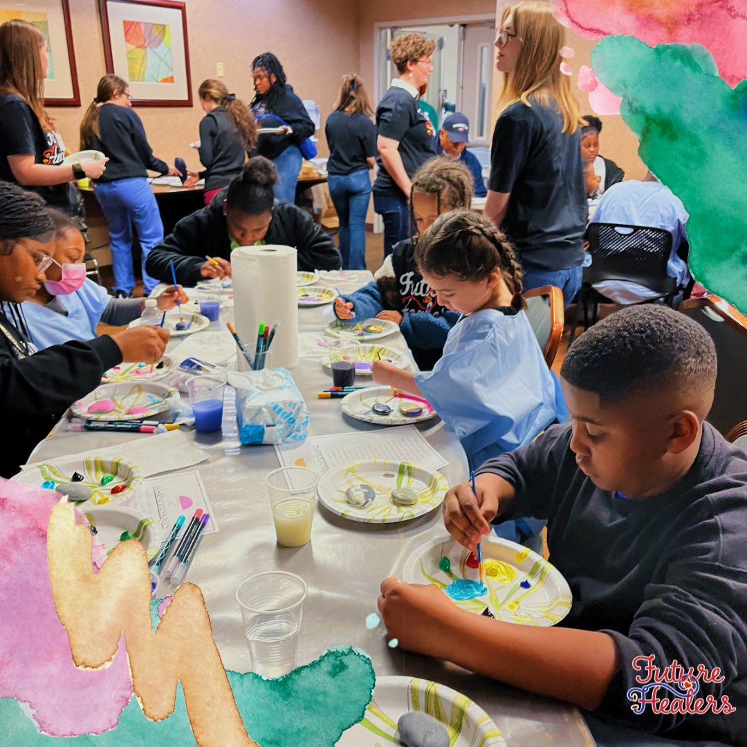 During our March UofL Hospital session, our Future Healers had an awesome Art Therapy and wellness themed event! In this session, we learned the importance of having creative outlets that bring us joy 🎨 SWIPE—>>> to see some awesome pictures and paintings from our artists 🧑‍🎨