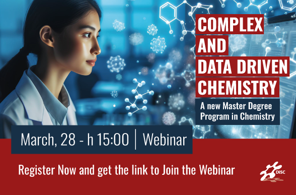 We're presenting our new Master Degree program: 'Complex and Data-driven Chemistry'! It focuses on integrating chemistry with fundamental concepts of ‘data-driven chemistry’. Join our webinar for more informations! 📅March 28th at 15:00 CET 🔗Register➡️bit.ly/cddc-webinar