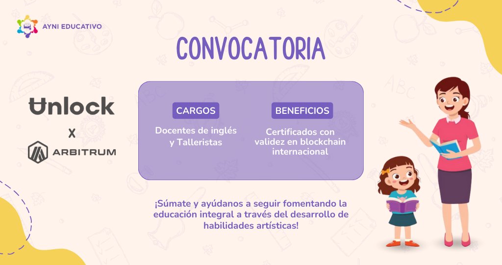 Ayni Educativo (@aynieducativo) on Twitter photo 🎟️ I will be attending Aynitec Program 2024 on Thursday, March 21, 2024.
Get your ticket with <a href="/unlockProtocol/">Ʉnlock Protocol</a>!
app.unlock-protocol.com/event/aynitec-… 🎟️ I will be attending Aynitec Program 2024 on Thursday, March 21, 2024.
Get your ticket with <a href="/unlockProtocol/">Ʉnlock Protocol</a>!
app.unlock-protocol.com/event/aynitec-…