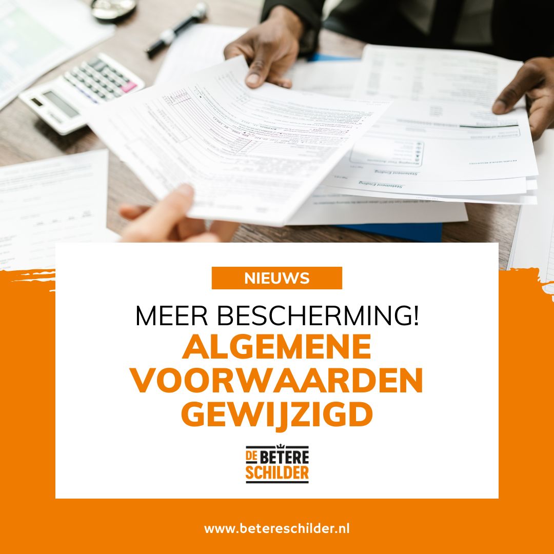 NIEUWS: Belangrijke wijzigingen in Algemene Voorwaarden voor erkend Betere Schilders! De wijzigingen bieden meer bescherming en duidelijkheid aan zowel schilders als opdrachtgevers. 
Meer: betereschilder.nl/nieuws/algemen…