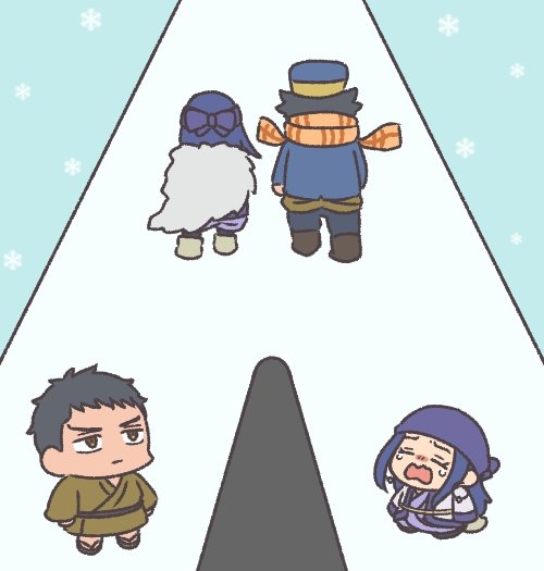 asirpa ,sugimoto saichi 1girl long hair short hair black hair 1boy hat brown eyes  illustration images