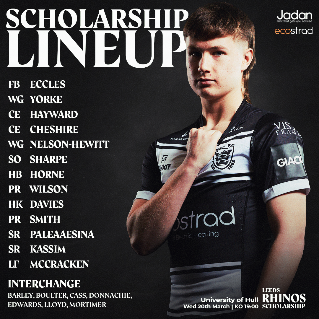 📅 The team news is in for this evening's Scholarship clash against Leeds Rhinos at the University of Hull (7.00pm)...

⚫️⚪️ #COYH