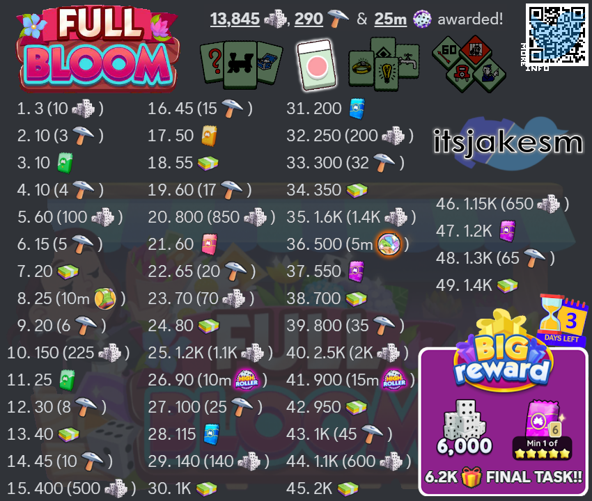 Jake on X: “Full Bloom main event list! 🌺 HR has returned, we can 