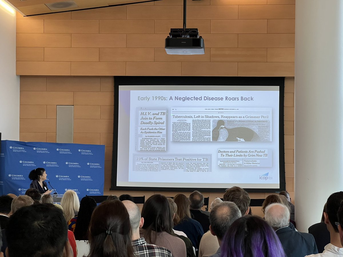 Dr. Wafaa El-Sadr delivering the opening remarks to a captivated audience of global TB experts at the Columbia University Mailman School of Public Health Symposium on Emerging Resistance to Novel Tuberculosis Drugs. #TB #PublicHealth #ColumbiaUniversity 
#InvesttoEndTB